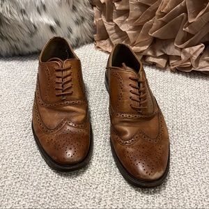 Aldo Cestnut Brown Leather Lace Up Oxford Wing Tip Dress Shoes Sz 9